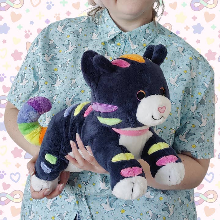critter the autism cat laying cuddle plushie! for wholesale by Hannimations