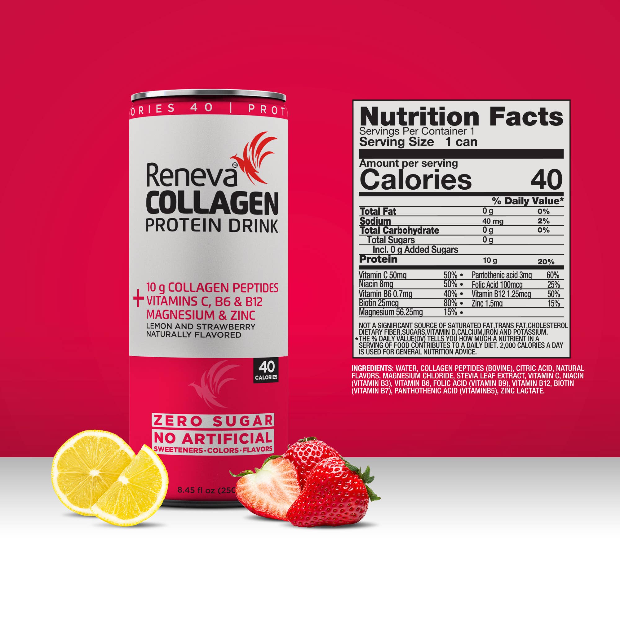 Reneva Collagen Drink and Powders - Wholesale Sports/Energy Drink - Reneva Collagen Protein Drink - Strawberry & Lemon1