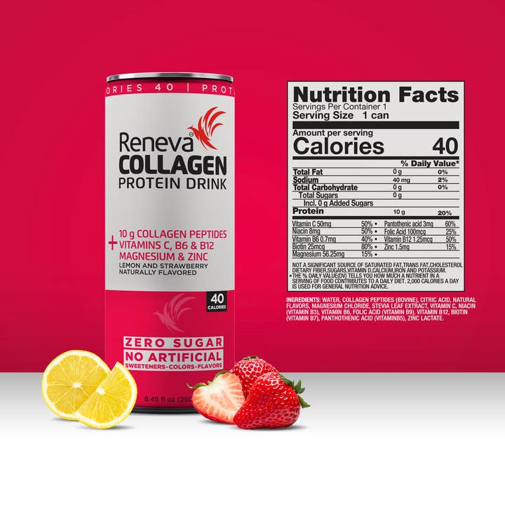 Reneva Collagen Drink and Powders - Wholesale Sports/energy drink - Reneva Collagen Protein Drink - Strawberry & Lemon1