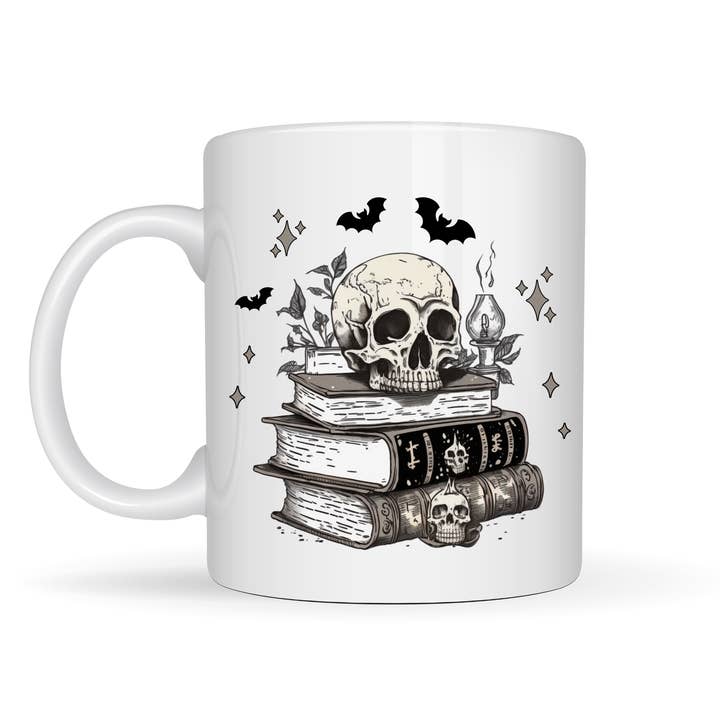 Spooky Books Coffee Mug Customizable 11oz Tea Cup Gift for Coffee Lovers for wholesale by simply creative