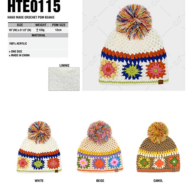 Hana - Wholesale Beanie - Women's - C.C Hand Made Crochet Pom Beanie Winter Hat