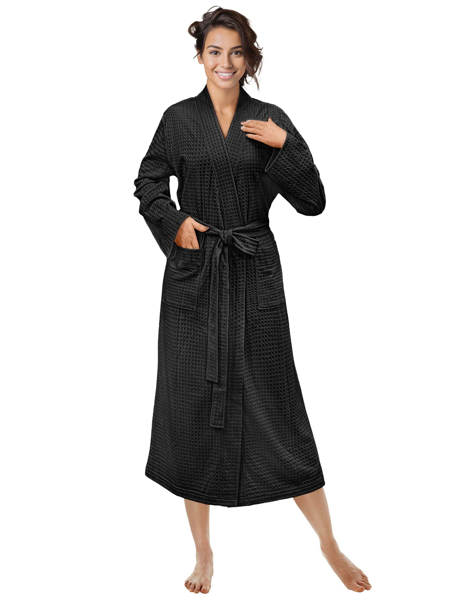 Pavilia - Wholesale Robe - Women's - Women's Waffle Texture Knit Robe0