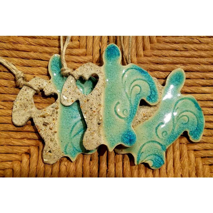 Teal Turtle Studio - Wholesale Ornament - Sandy at Heart Sea Turtle Ceramic Beach Ornament