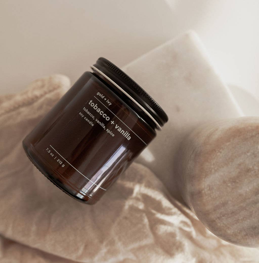 gold + ivy - Wholesale Jar/Filled Candle - tobacco vanilla soy candle - tobacco, vanilla, spice 5
