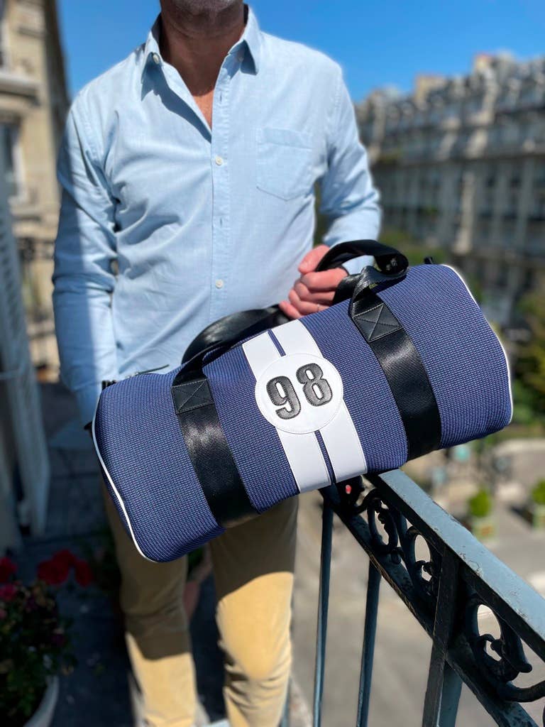 E2R PARIS - Wholesale Sporttas - Uniseks - Unisex sporttas Steevy BB98 van blauwe canvas en eco-leer4