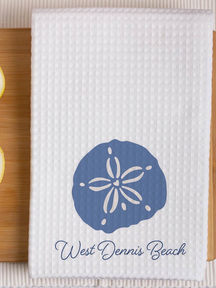 Sand Dollar, Costeiro, Praia, Waffle, Toalha de Chá, Name Drop por atacado de philoSophie's Stationery & Gifts