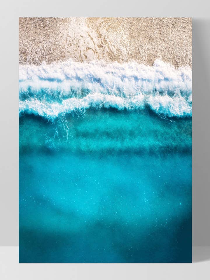 Aerial Beach Print. Vertical Ocean Wall Art Coastal Print for wholesale by PRINT AND PROPER