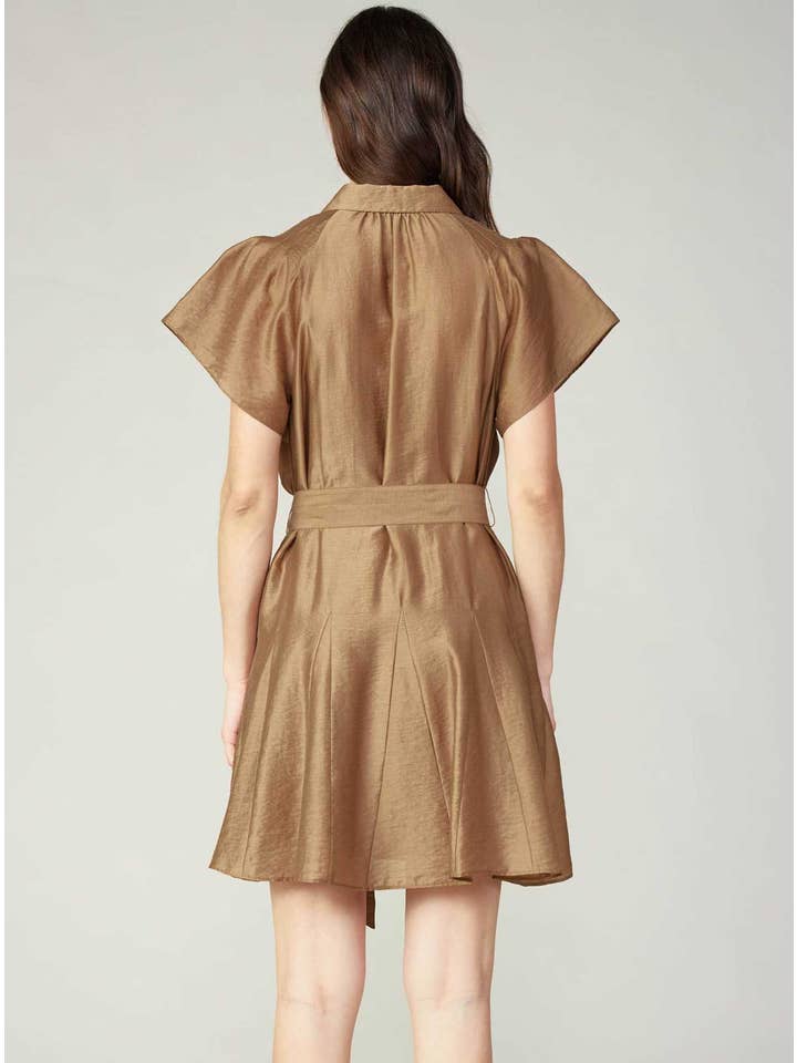 Latte Button-Down Mini Shirts Dress for wholesale on Faire