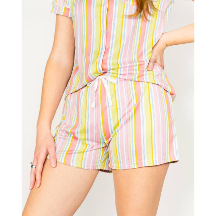 Calções de Dormir Janey Stripe Branco/Multicolorido -Sortido. por atacado de The Royal Standard