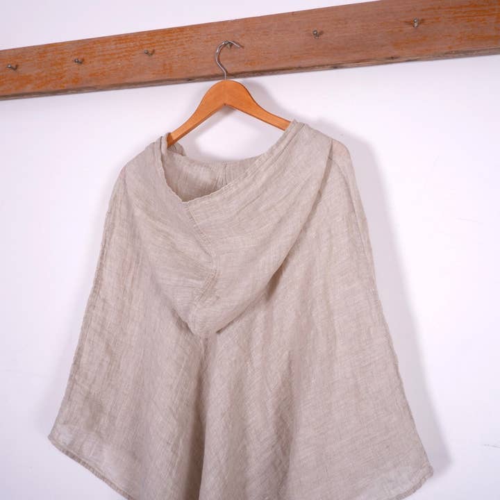 NorraVilla - Wholesale Poncho - Women's - Summer linen poncho - with a hood - Natural1