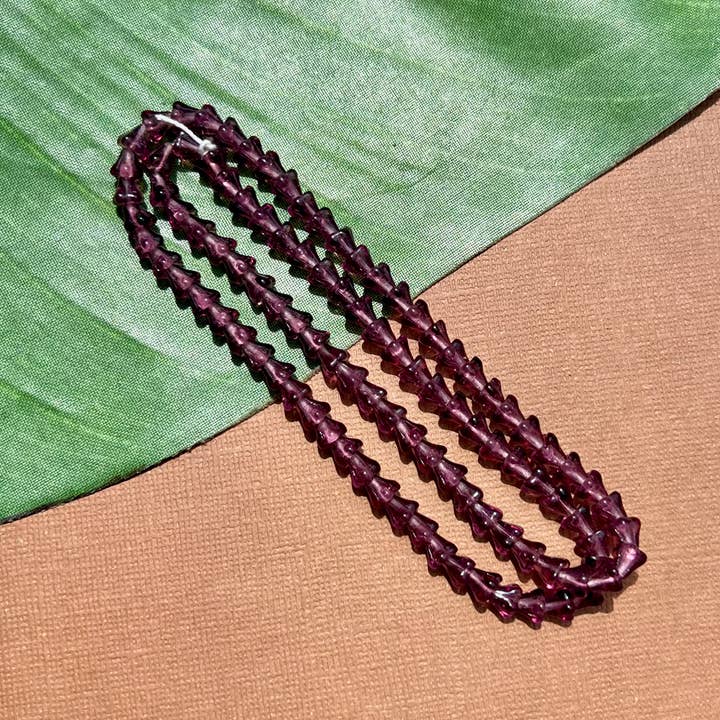 Bead Goes On - Wholesale Beads - Vintage Purple Small Flower Cap Glass Beads2