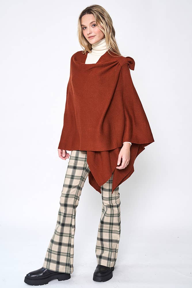 Hana - Venta al por mayor Poncho - Mujer - Ruana sólida con correa para el hombro56