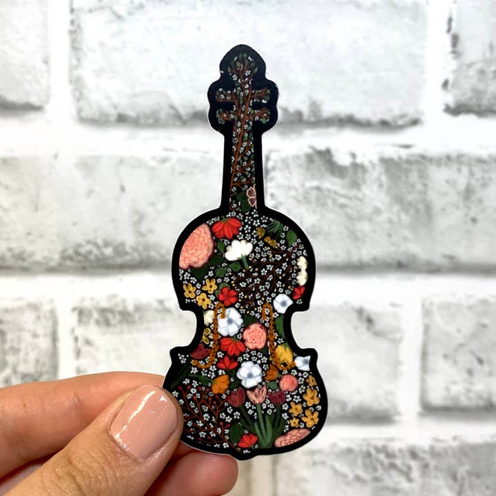 Musical Flourish Flower Instrument Sticker for wholesale by Aspen Designs