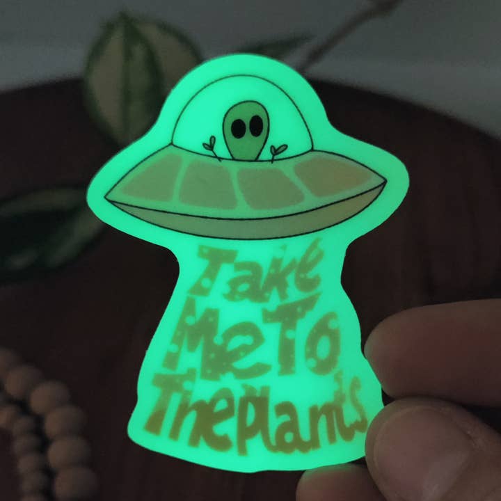Glow in the Dark Alien Abduction Vinyl Sticker (Copy) for wholesale by BumbleB Graphic Design