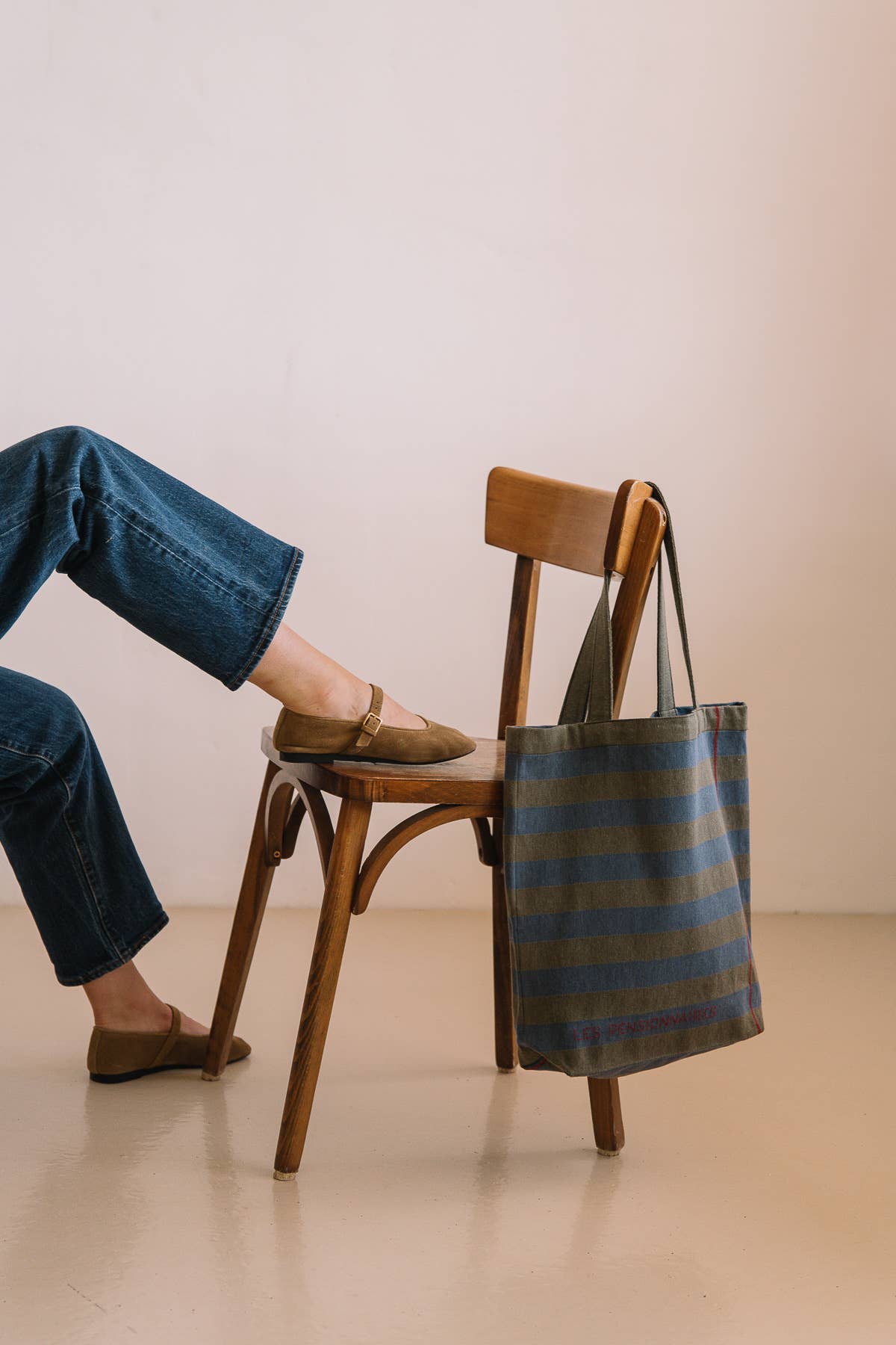 Les Pensionnaires - Wholesale Draagtas - Dames - Gestreepte draagtas van gerecyclede vezels in groen en blauw4
