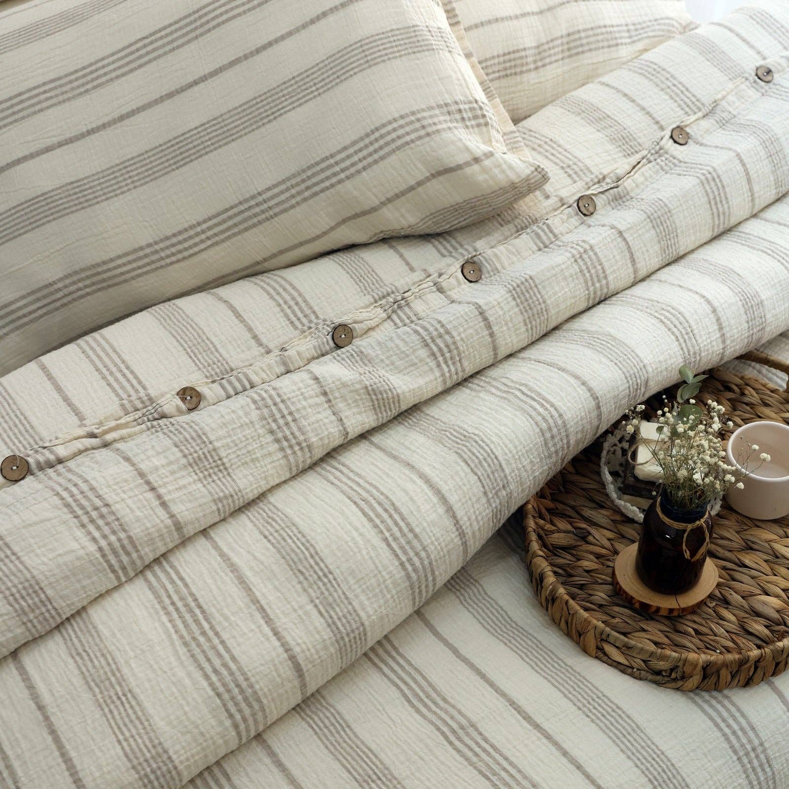 Naturloom - Wholesale Bedding Set - GOTS Certified Organic Muslin Duvet Cover Set with Fitted Sheet and Pillowcases – Hypoallergenic Cotton Bedding19