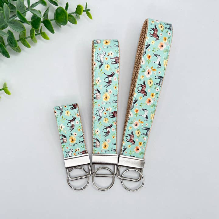 Horses Mint Sunset Floral Vegan Leather Equestrian Keychain for wholesale by My Fancy Pony