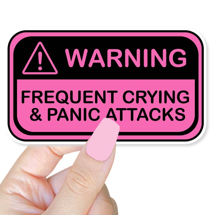 Warning Frequent Panic Attacks Pink Sticker for wholesale by Lil Charmery