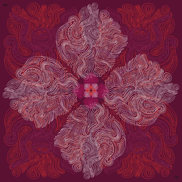 Octopus Scarf - burgundy for wholesale by Hia Paris