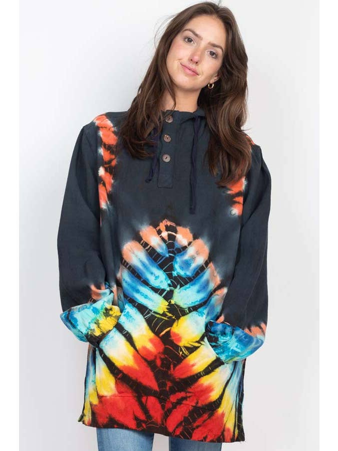 Lakhays Collection Inc. - Vendita all'ingrosso Felpa con cappuccio - Uomo - Felpa con cappuccio Tie-Dye Baja con bottoni3