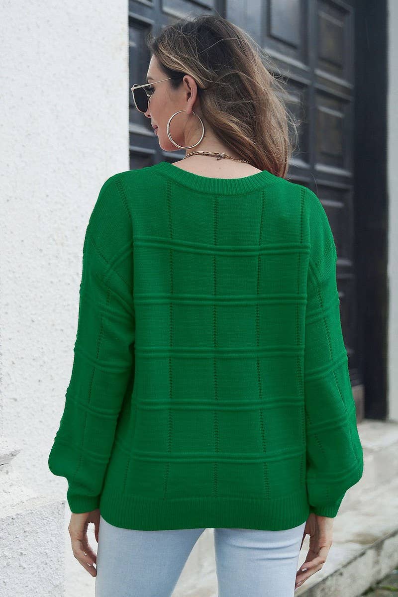 NINEXIS - Wholesale Knit Sweater - Women's - CWOSWL1799_Crew Neck Long Sleeve Pullover Sweater11