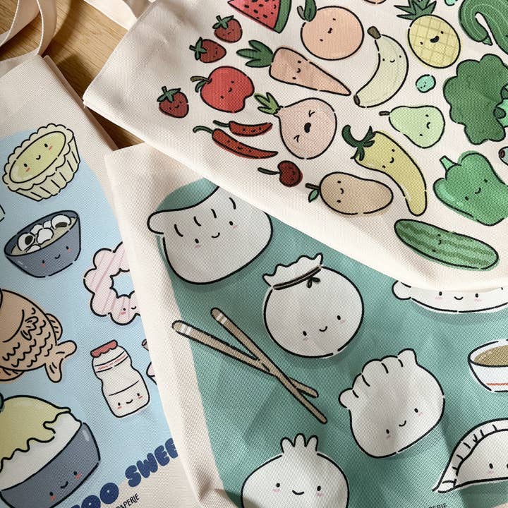 peach & paperie - Wholesale Tote Bag - Women's - Rainbow Veggies & Fruit Tote Bag3