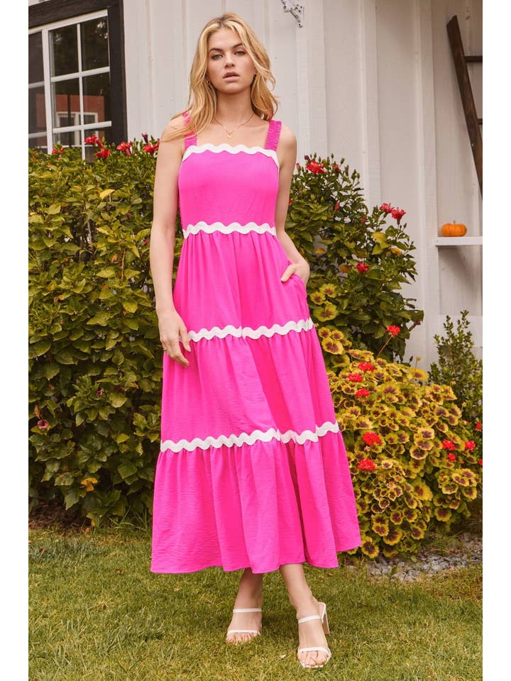Oddi - Wholesale Dress - Women's - Plus Solid Tiered Midi Dress