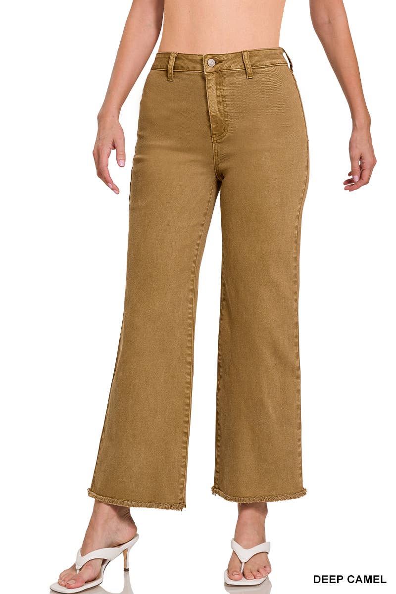 42POPS – wholesale Jeans - Dam – .Syra-tvättade fransiga avklippta raka vida byxor15