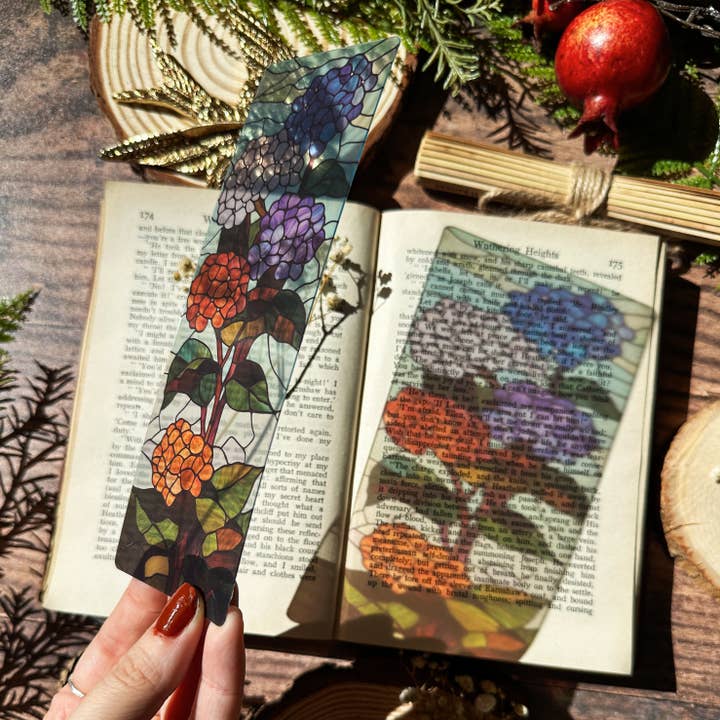 Hydrangeas Floral Stained Glass Bookmarks for wholesale by Sonnet and Fable