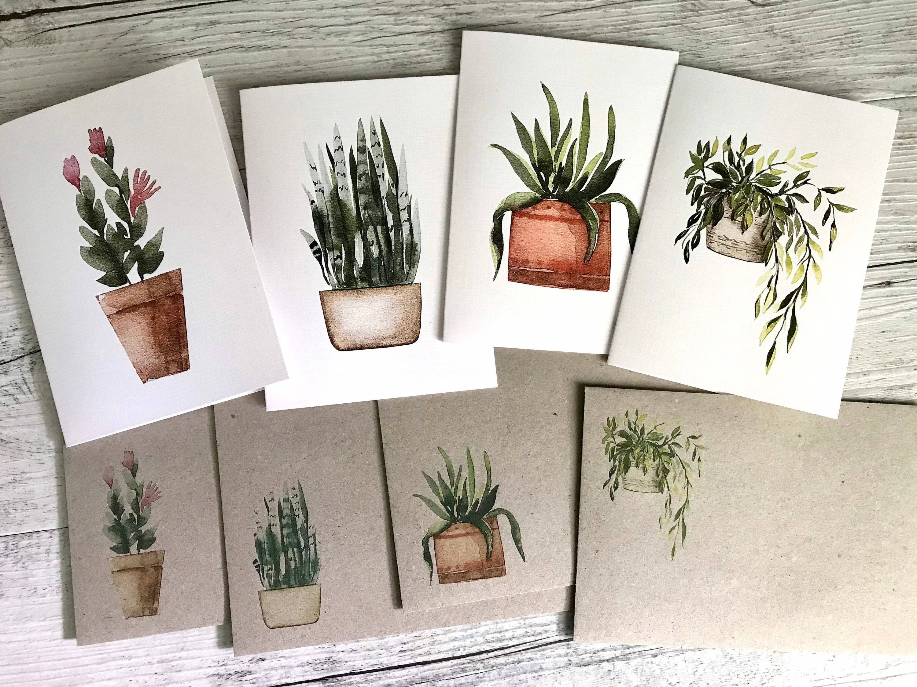 Scattered Seed Co - Wholesale Stationery/notecard set - POTTED PLANTS Collection 2 greeting cards set of 44