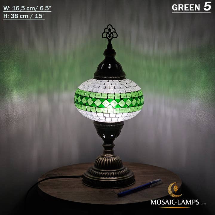 Mosaic Lamps - Wholesale Accent/Desk Lamp - 10+ Colors - Turkish Mosaic Large Globe Table Lamp, Marrakec30