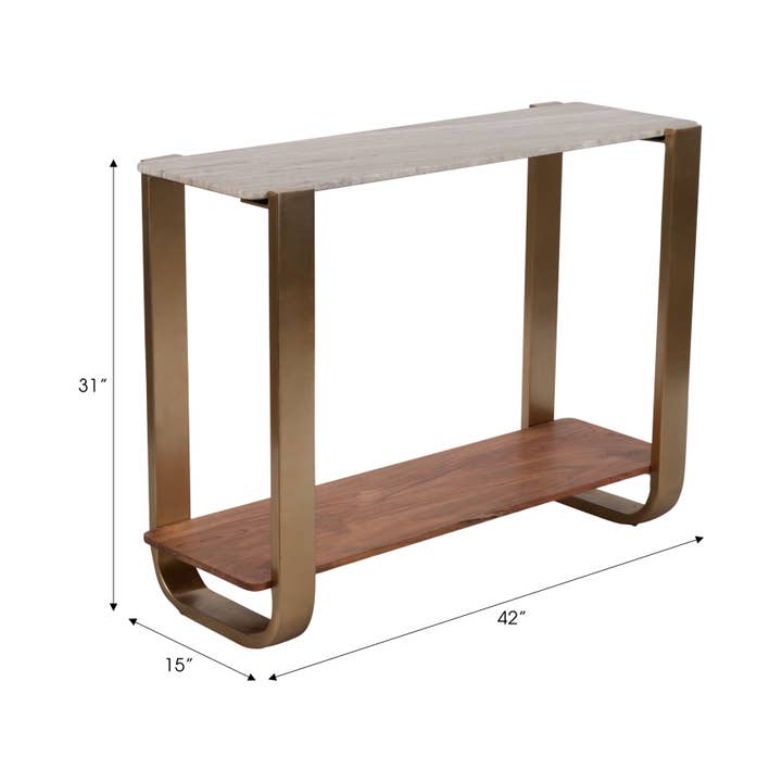 Sagebrook Home - Wholesale Console Table - Console Table - Gold Metal Curved Frame Marble Top, 31 in.1