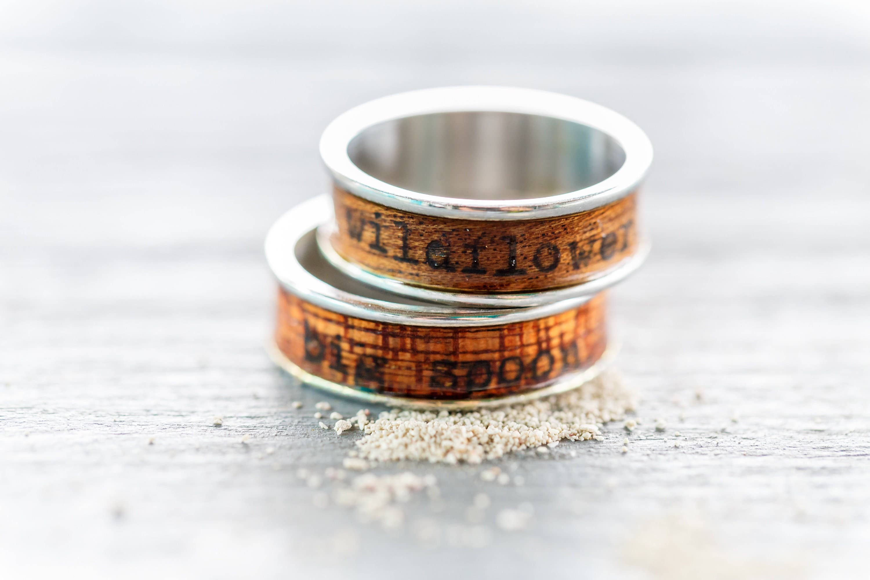 Resolute Star – wholesale Band/stacked ring – Wood Ring "live This Moment" : Men Engagement Ring