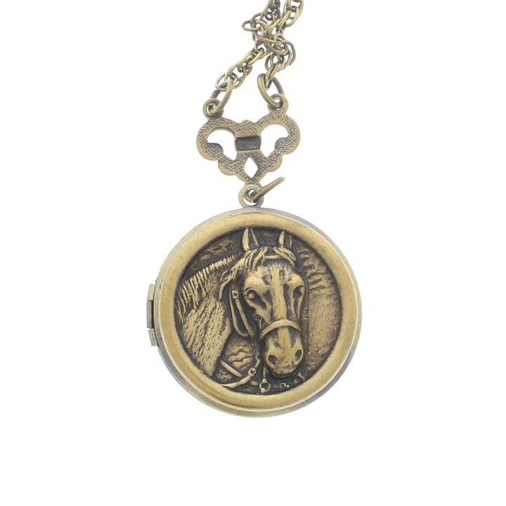 HHH Designs - Wholesale Pendant/Charm Necklace - Horse Locket pendant necklace, ea