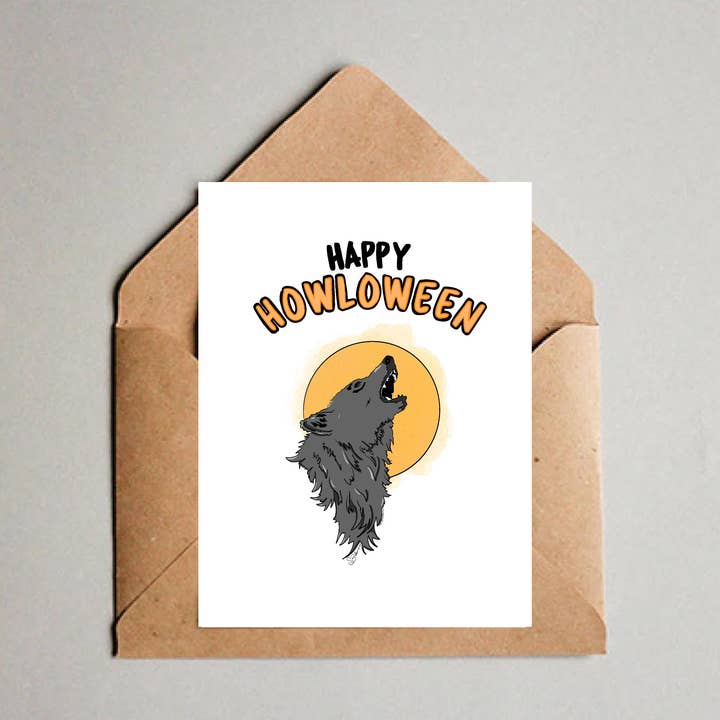 Carte Happy Howloween pour la vente par Tinted Rose Designs