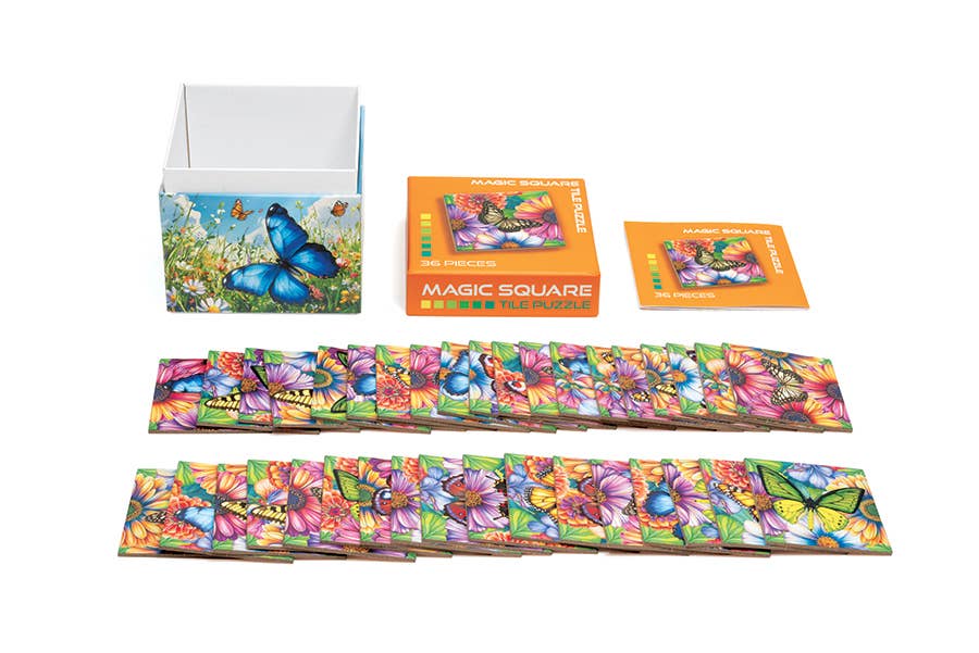 Outset Games and Cobble Hill Puzzles - Vente Puzzle – adulte - Casse-tête Carré Magique : Papillons (36 pièces)3