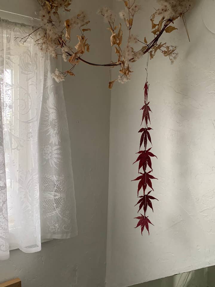 Dried Japanese Maple Leaf Dangle - Burgundy for wholesale by Twig and Snip