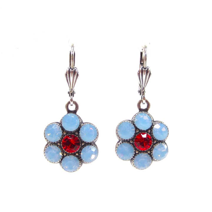 SoHo® Flower Earrings Crystal Blue Opal for wholesale by SoHo Schmuckmanufaktur