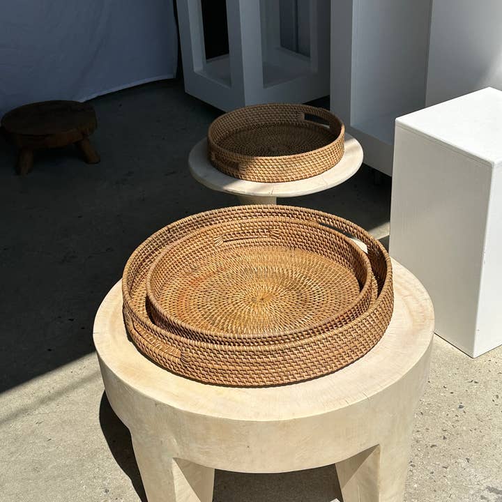 Office Objets - Wholesale Basket - Set of three handcrafted Indonesian wicker baskets in natural rattan (caramel)37