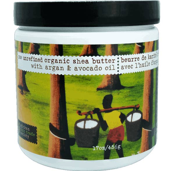 100% pure raw Organic Shea Butter with Argan & Avocado Oil unscented. 17oz. / 456 grams size -sk-1550 for wholesale by African Fair Trade Society