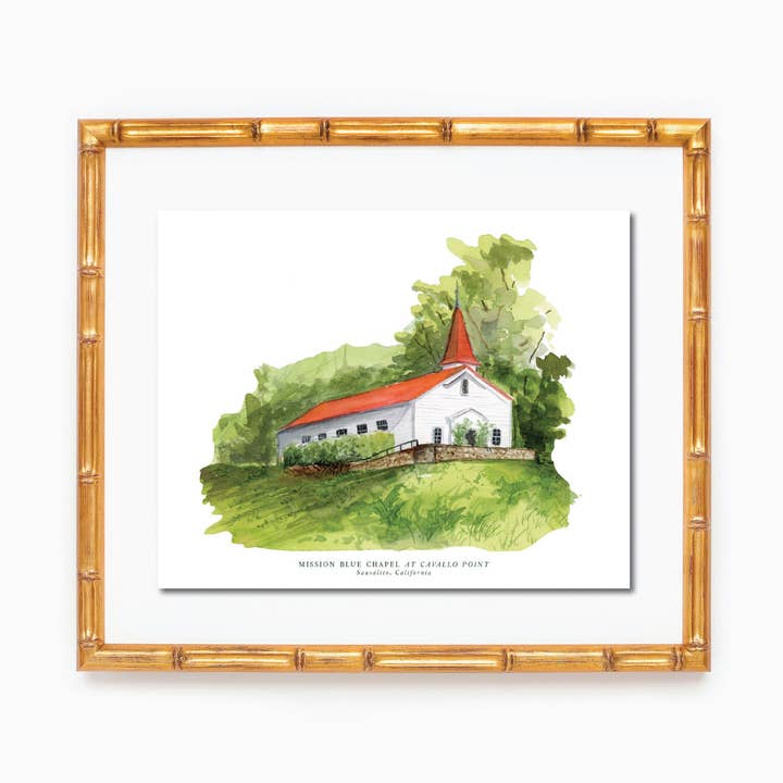 Konsttryck: Mission Blue Chapel för wholesale av Morgan Harris Design