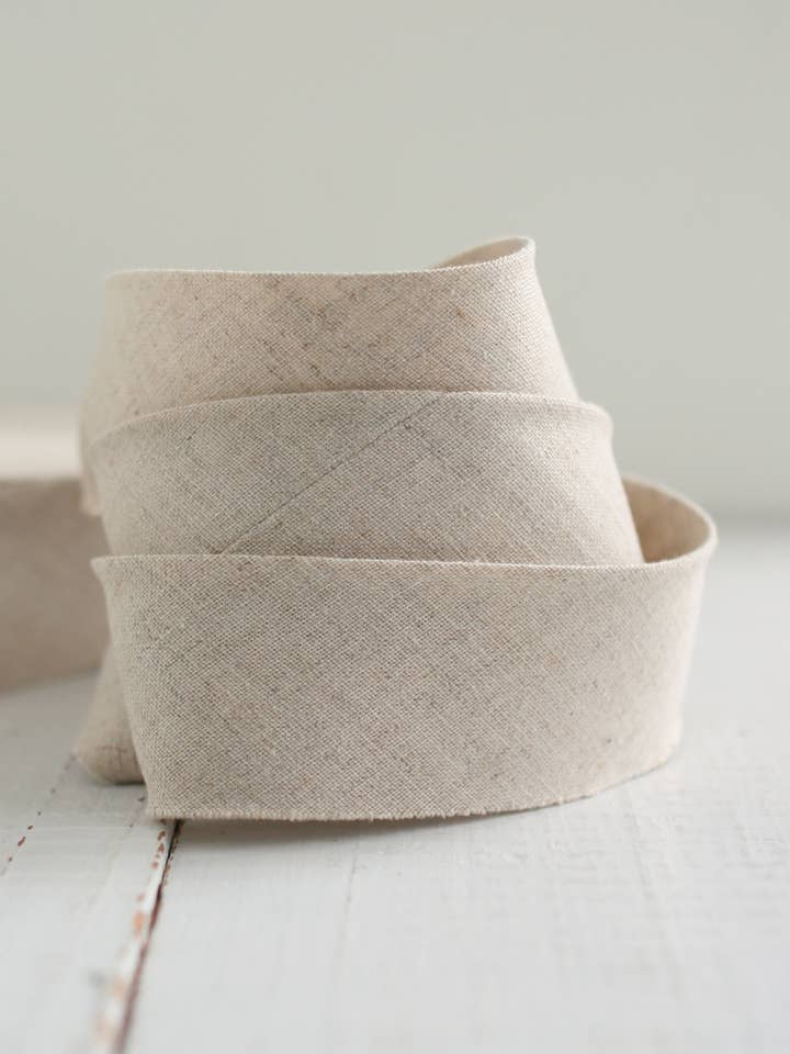 2.5" Bias Quilt Binding Natural Linen Cotton Trim for wholesale by Bessie Pearl Binding Co