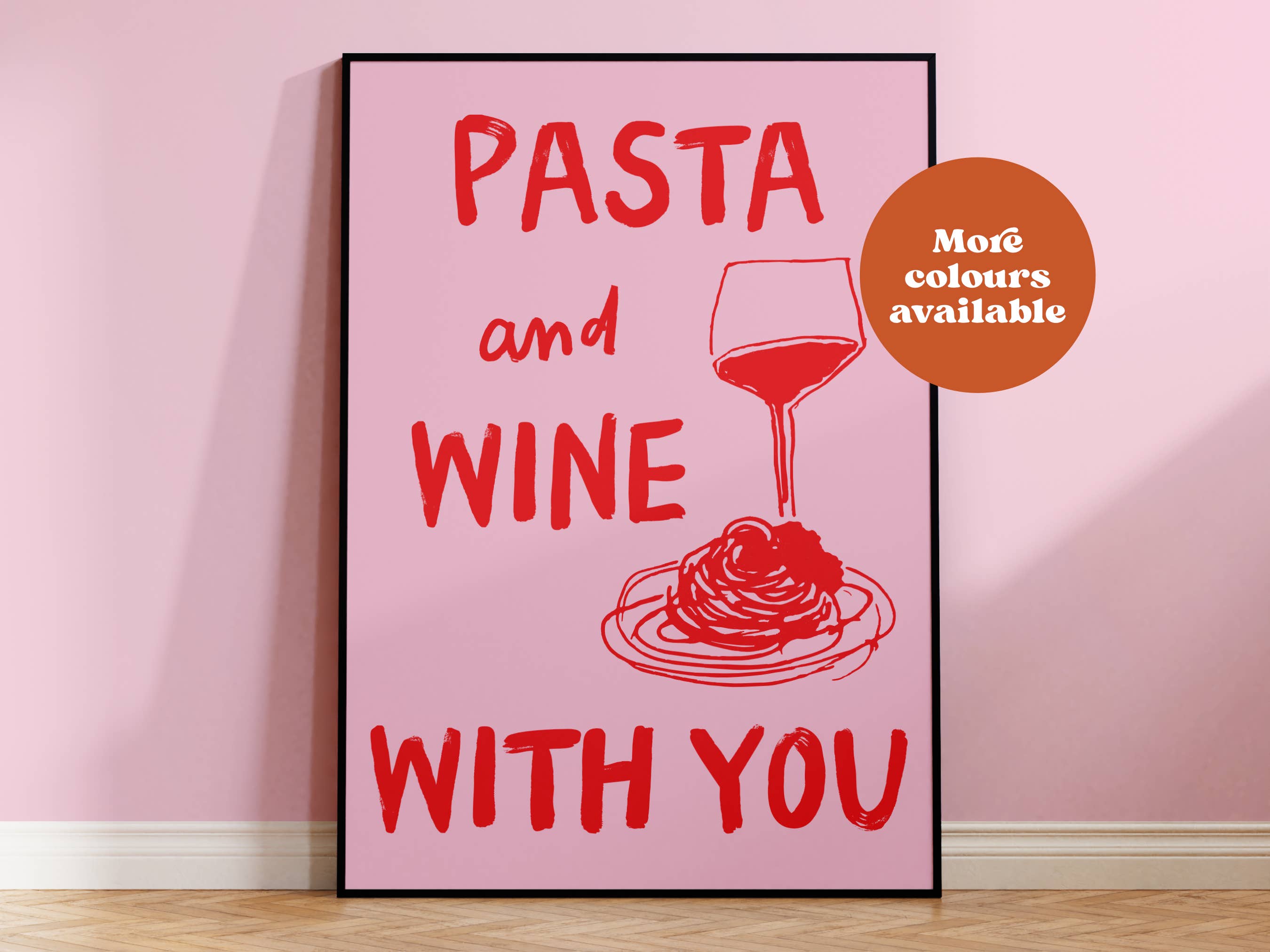 Lauren Beth Designs - Wholesale Art Print - Pasta And Wine With You Painted Print2