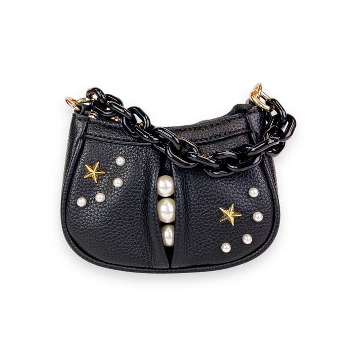 Doe a Dear - Wholesale Shoulder Bag – Kids - P50 B1310 Pearl Studs Mini Leather Shoulder Bag (4 Colors)1