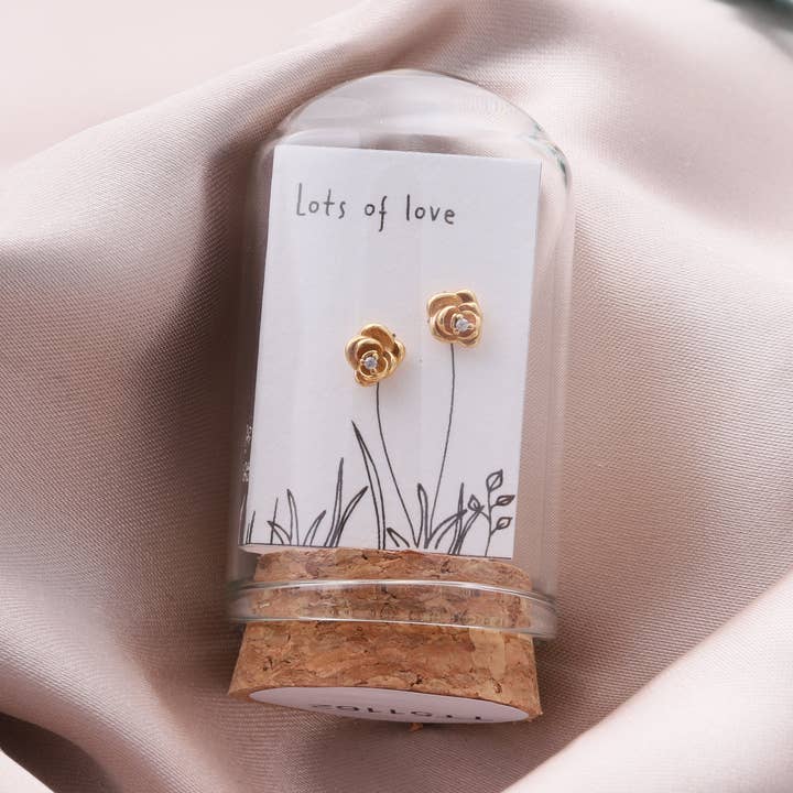Attic creations - Wholesale Stud/Post Earrings - TT51162 LOTS OF LOVE gold rose earrings0