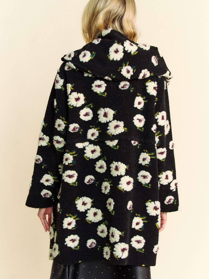 Davi & Dani - Wholesale Jacket – Women's - FLORAL POCKET CHUNKY BUTTON FRONT HOODIE JACKET5