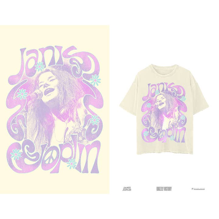 OFF WHITE JANIS JOPLIN FLORAL PORTRAIT OVERSIZED TEE for wholesale on Faire