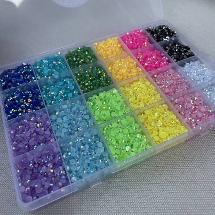 One Stop Cups - Wholesale Craft Supplies - 12 Colors Rainbow Rhinestones Kit
