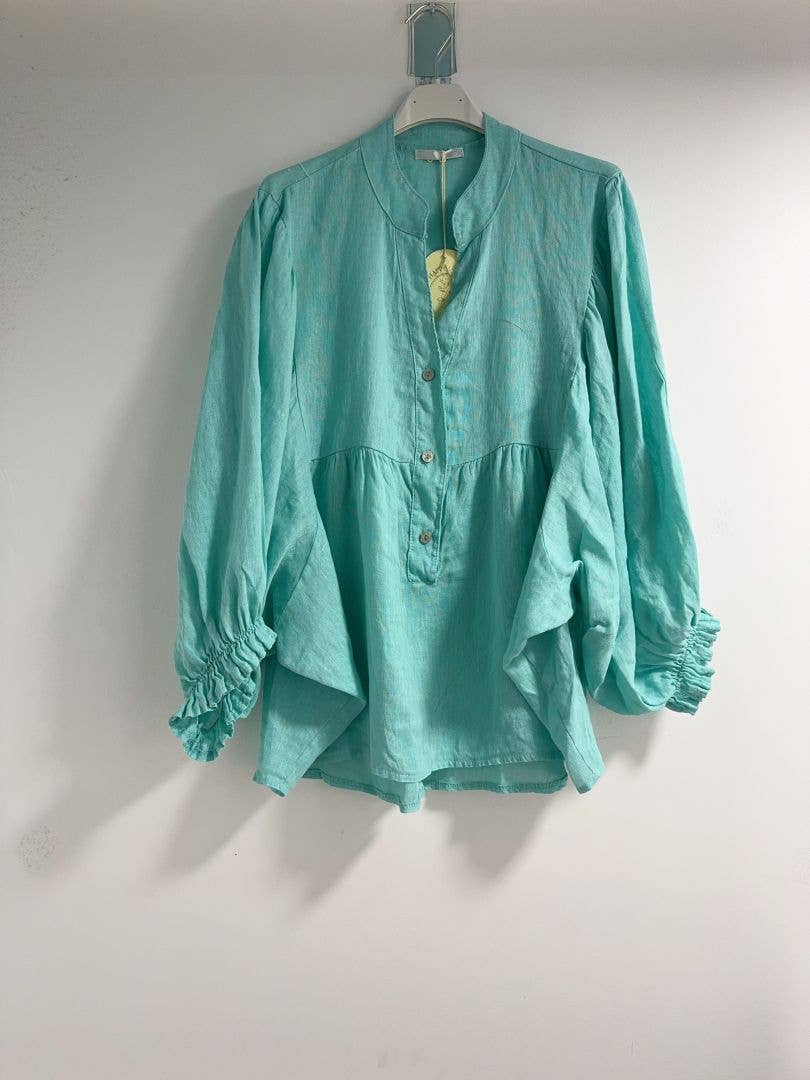 Happy look - Wholesale Blouse - Women's - Puff sleeve linen blouse 3