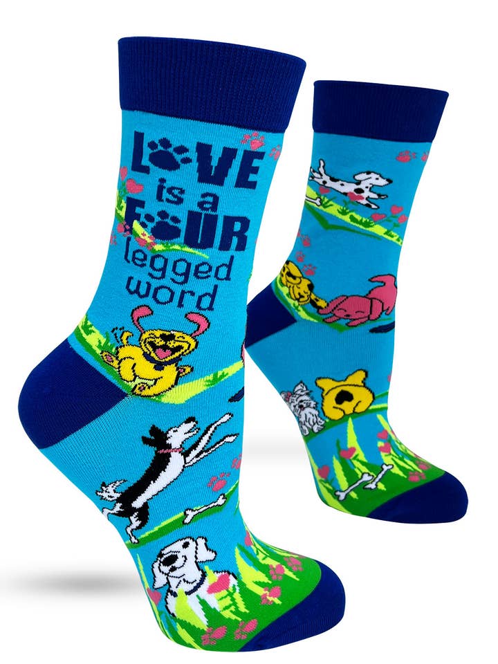Fabdaz - Wholesale Socks - Women's - Love is Four Legged Word Women's Crew Socks0